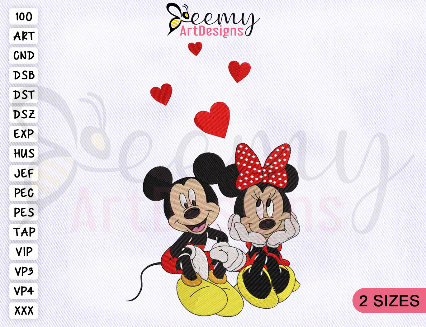 Mickey and Minnie Valentiens Embroidery Design Mickey & Etsy UK