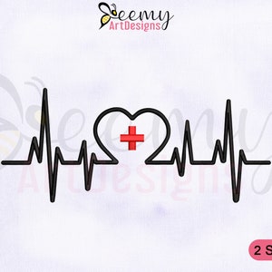 Love Heartbeat Machine Embroidery Design, 4x4 and 5x7 Hoop, Love Embroidery Designs, Heartbeat Embroidery Designs, Love Machine Embroidery