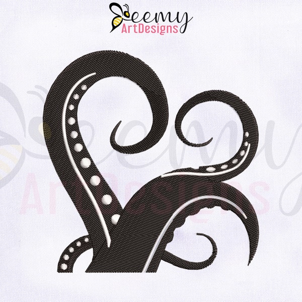Octopus Tentacles Machine Embroidery Design, 4x4 Hoop Design, Octopus Embroidery Designs, Octopus Tentacles Silhouette Embroidery Design