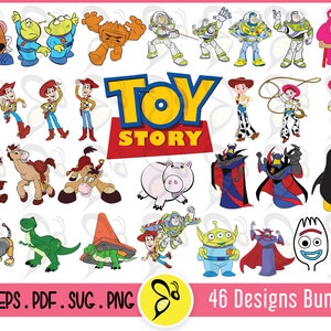 Toy Story SVG Vector Art Designs Bundle, Toy Story Logo Vector, Buzz Lightyear Svg, Woody, Jessie, Slinky Dog, Rex Toy Story Vector Designs