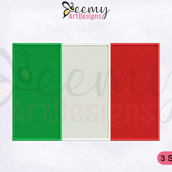 Italy Flag Machine Embroidery Design | 2.5x2.5 Hoop | 4x4 Hoop | 5x7 Hoop Italy Flag Embroidery Design | Flags Machine Embroidery Designs