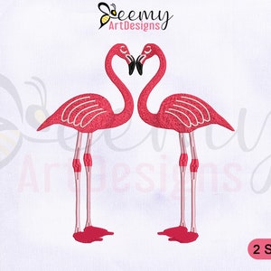 Pair of Flamingo Machine Embroidery Design, 4x4 & 5x7 Hoop, Pink Flamingo Embroidery Design, Lovely Flamingo Birds Machine Embroidery Design