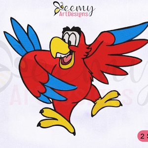 Lago Parrot Machine Embroidery Design, Aladdin Embroidery Designs, Aladdin Lago Parrot Embroidery Design, 2 Sizes Machine Embroidery Designs