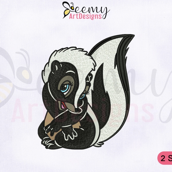 Bambi Flower Skunk Embroidery Design, 4x4 and 5x7 Hoop, Flower Skunk Machine Embroidery Design, Bambi Embroidery Designs, Skunk Embroidery