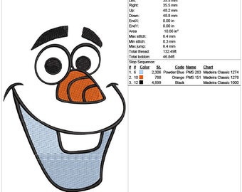 laughing olaf face embroidery design frozen olaf face etsy canada