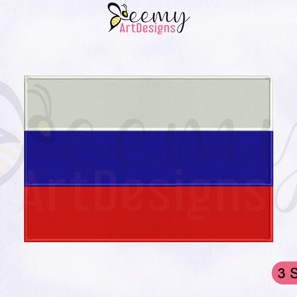 Russia Flag Machine Embroidery Design, 2.5x2.5, 4x4, 5x7 Embroidery, Russia Flag Embroidery, Flag Embroidery Designs, Russia Embroidery