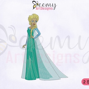 Frozen Princess Elsa Embroidery Design, 4x4 & 5x7 Hoop, Beautiful Princess Elsa Machine Embroidery Design, Frozen Machine Embroidery Designs