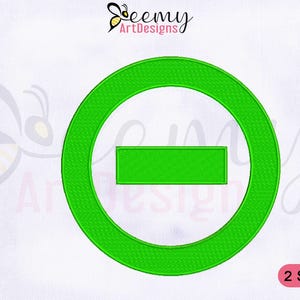 Può includere: Un cerchio verde con un rettangolo orizzontale all'interno, un elemento di design. L'immagine include anche il testo "2 TAGLIE" e un elenco di formati di file. Il logo "Beemy ArtDesigns" si trova nell'angolo in alto a destra.