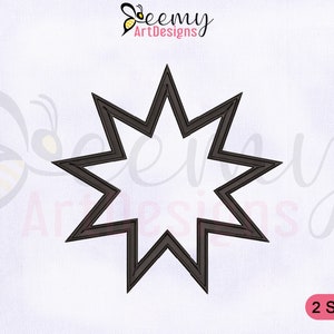 Baha'i 9 Pointed Star Machine Embroidery Design | 4x4 And 5x7 Hoop Embroidery | 9 Pointed Star Embroidery Design |Religous Embroidery Design