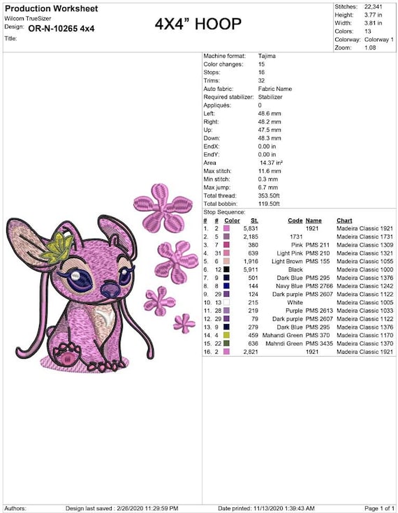 Gun Lilo And Stitch Filled Embroidery Design 1 - Instant Download