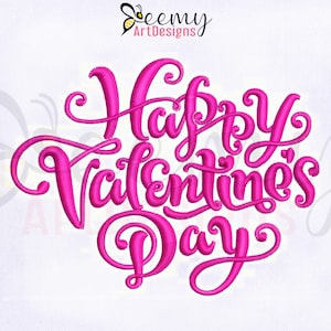 Happy Valentine’s Day Embroidery Design, 4x4 Hoop, Valentine Machine Embroidery Design, Love Embroidery, Pink Valentine Embroidery Designs