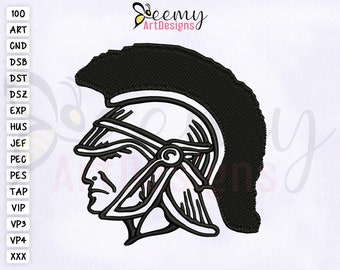 Trojan Head Machine Embroidery Design | 4x4 Hoop Design | Trojan Head Embroidery Designs | Trojan Logo Embroidery Design by BeeMyArtDesigns