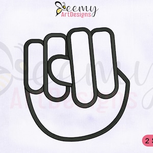 Disegno ricamo macchina segno alfabeto N / 4x4 e 5x7 Hoop EMB Designs / Disegno ricamo linguaggio dei segni N / Disegno ricamo segno sordi N