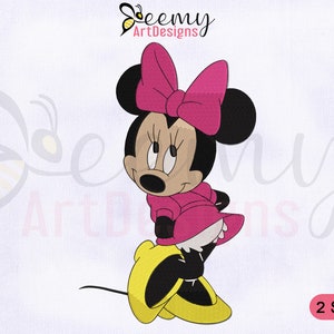 Minnie Pink Polka Dot Dress Embroidery Design, Minnie Embroidery, Minnie Pink Dress Embroidery Designs, 2 Sizes Machine Embroidery Designs