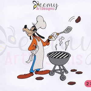Goofy Barbecue Machine Embroidery Design | Chef EMB Design | Goofy Barbecue Embroidery | Goofy Embroidery Design | 4 Sizes Embroidery Design