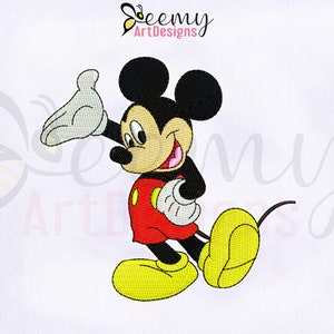 Happy & Cool Mickey Mouse Embroidery Design, 4x4 Hoop Machine Embroidery Design, Mickey Embroidery Designs, Happy Mickey Embroidery Design