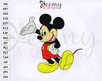 Motif de broderie Mickey Mouse joyeux et cool, Motif de broderie machine cerceau 4 x 4, Motifs de broderie Mickey, Motif de broderie Mickey joyeux