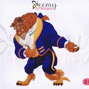 The Beast Beauty And Beast Machine Embroidery Design, Beast Embroidery Designs, The Beast Embroidery Design, 2 Sizes Embroidery Designs
