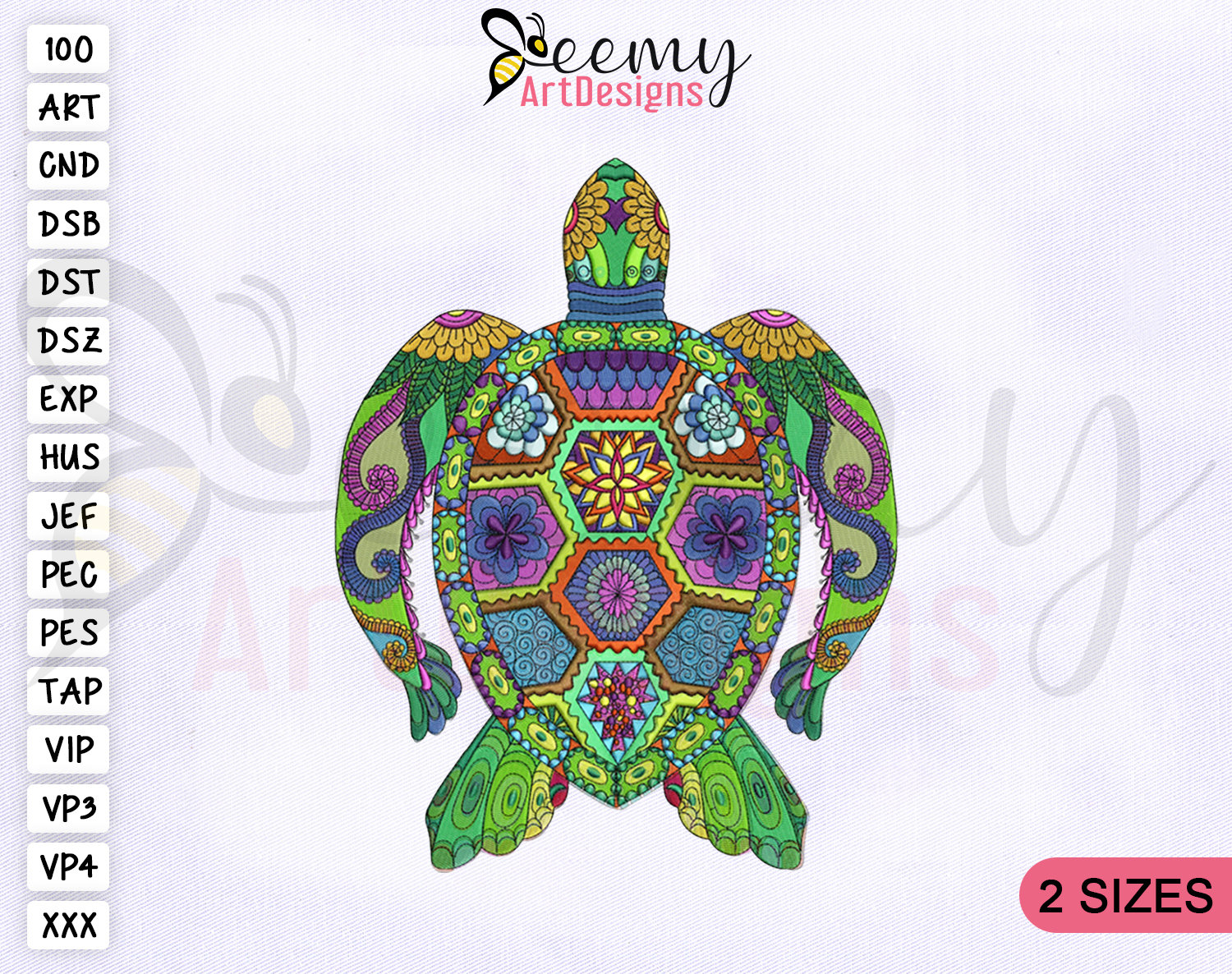 Colorful Turtle Machine Embroidery Design, 4x4 and 5x7 Hoop, Turtle ...