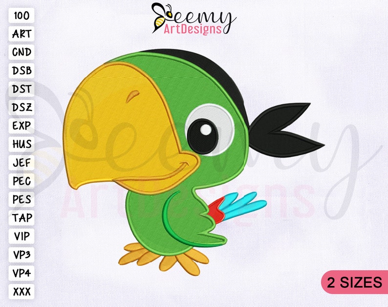 Pirates Jake Skully Parrot Embroidery Design 4x4 and 5x7 Etsy