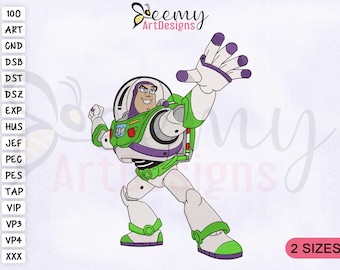 Buzz Lightyear Toy Story Coloring Embroidery Design, Toy Story Embroidery Design, Buzz Lightyear Embroidery, 2 Sizes Embroidery Designs