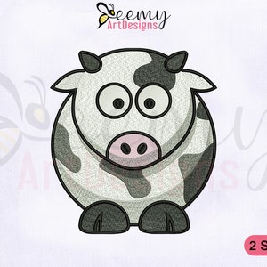 Cute Little Dairy Cow Embroidery Design, 4x4 and 5x7 Hoop, Cow Embroidery Design, Cattle Embroidery Design, Farm Animal Embroidery Designs