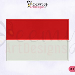 Può includere: Una bandiera rossa e bianca con il testo "ArtDesigns" nell'angolo in basso a destra. La bandiera è un disegno di ricamo digitale disponibile in tre dimensioni.
