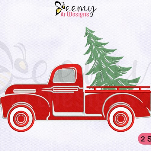 Christmas Tree Red Truck Embroidery Design 4x4 & 5x7 Hoop Etsy