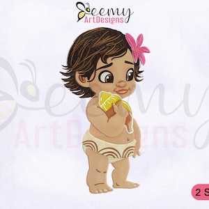 Cute Baby Princess Moana Machine Embroidery Design, 4x4 and 5x7 Hoop, Moana Embroidery Design, Cute Baby Moana Face Mask Embroidery Designs