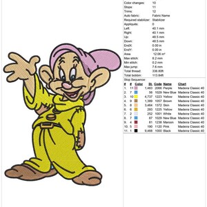 Hello Dopey Machine Embroidery Design | 4x4 and 5x7 Hoop EMB | Dopey Embroidery Design | Snow White and the Seven Dwarfs Embroidery Design image 3