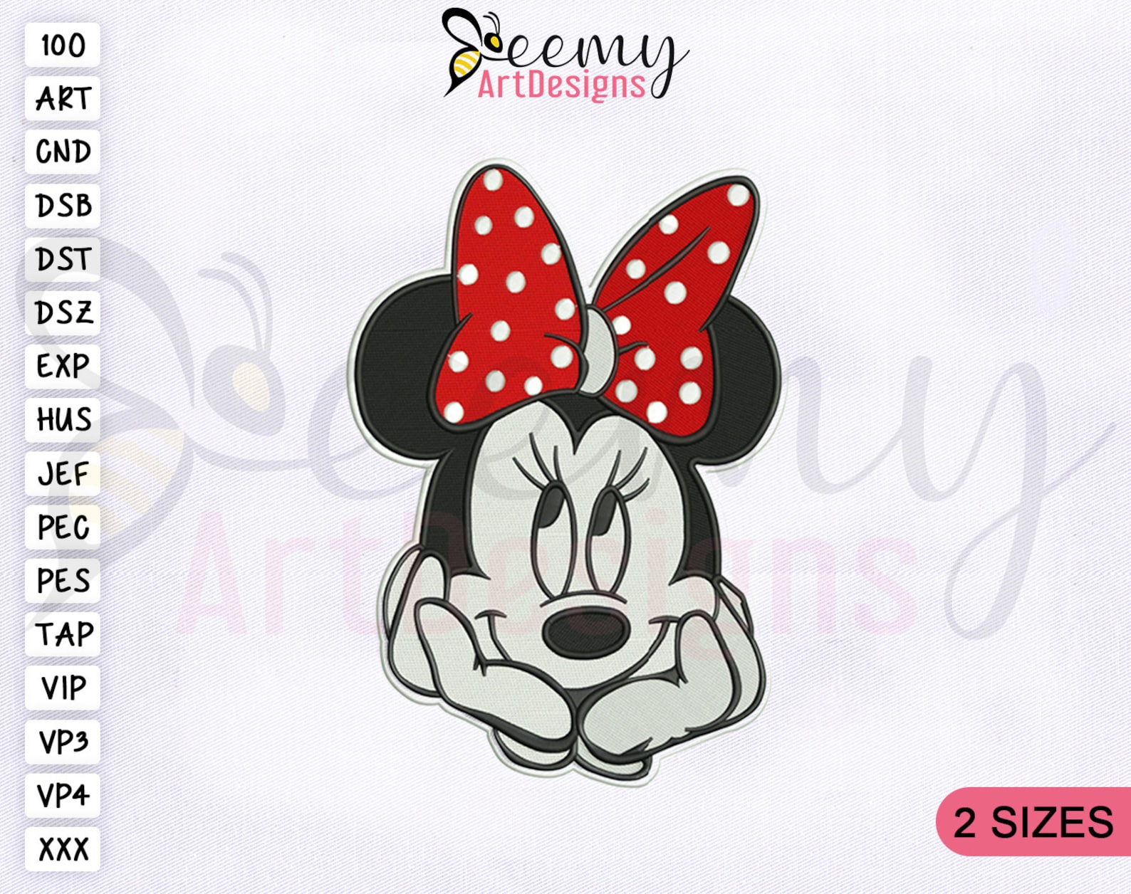 Cute Minnie Mouse Face Machine Embroidery Design, 4x4 and 5x7 Hoop ...