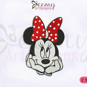 Cute Minnie Mouse Face Machine Embroidery Design, 4x4 and 5x7 Hoop, Minnie Head Embroidery Designs, Minnie Mouse Bow Embroidery Designs