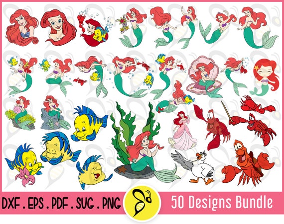 The Little Mermaid SVG Vector Art Designs Bundle Mermaid | Etsy Canada