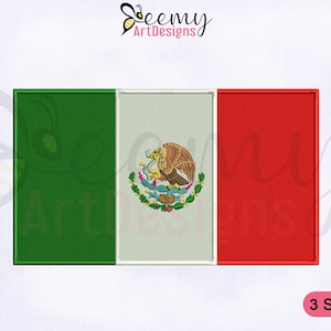 Mexico Flag Machine Embroidery Design | 2.5x2.5 Hoop | 4x4 Hoop EMB | 5x7 Hoop EMB | Mexico Flag Embroidery Design | Flags Embroidery Design