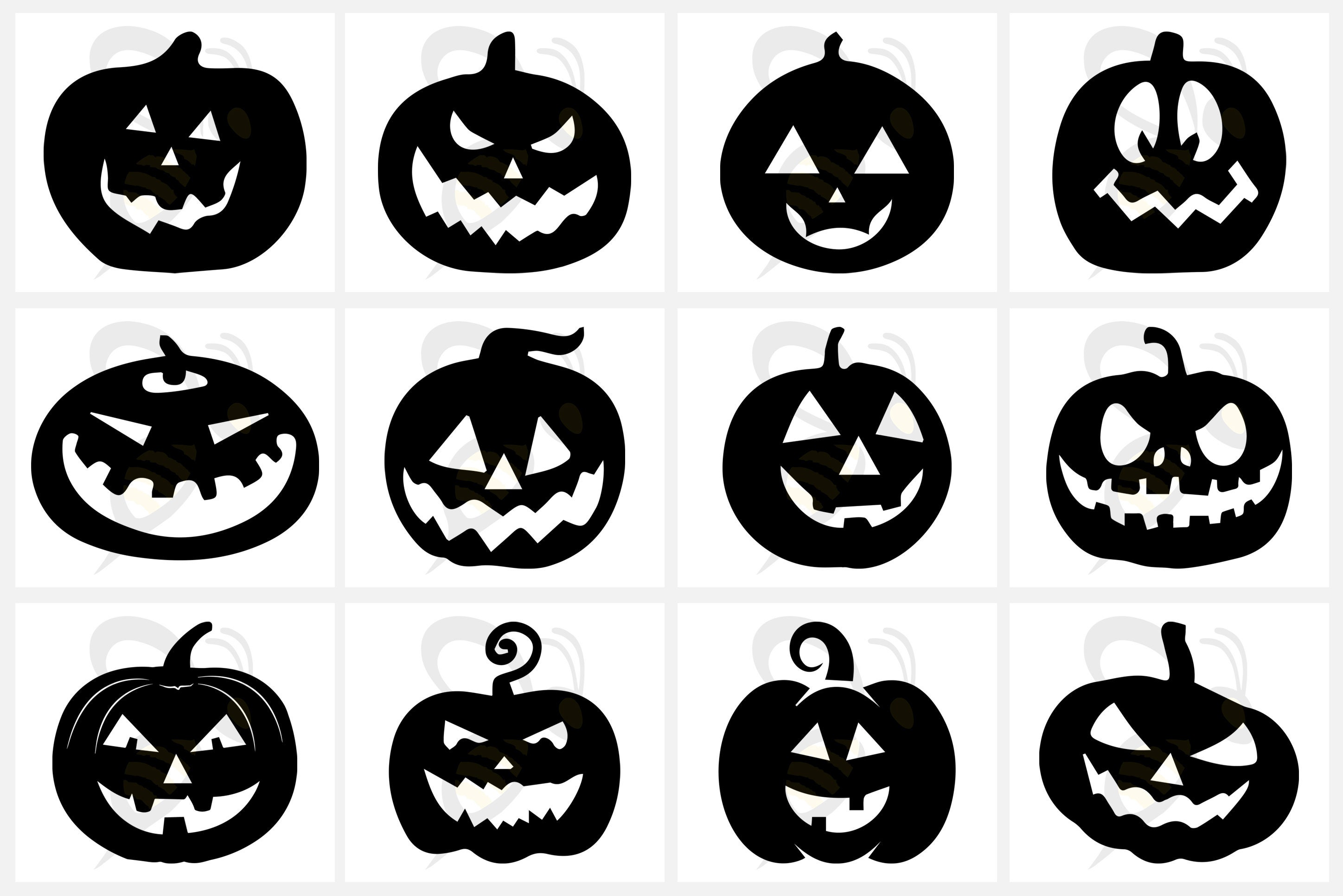 60 Halloween Pumpkin Silhouette Svg Bundle Halloween Pumpkin | Etsy