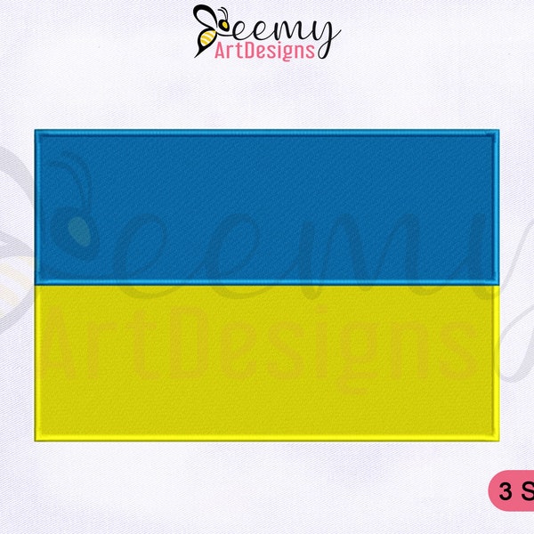 Ukraine Flag Machine Embroidery Design, 2.5x2.5, 4x4 and 5x7 Hoop, Ukraine Flag Embroidery Design, Support Ukraine Flag Embroidery Designs