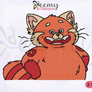 Turning Red Happy Panda Machine Embroidery Design, Turning Happy Panda Embroidery Design, 2 Sizes Embroidery Design, Red Panda EMB Design