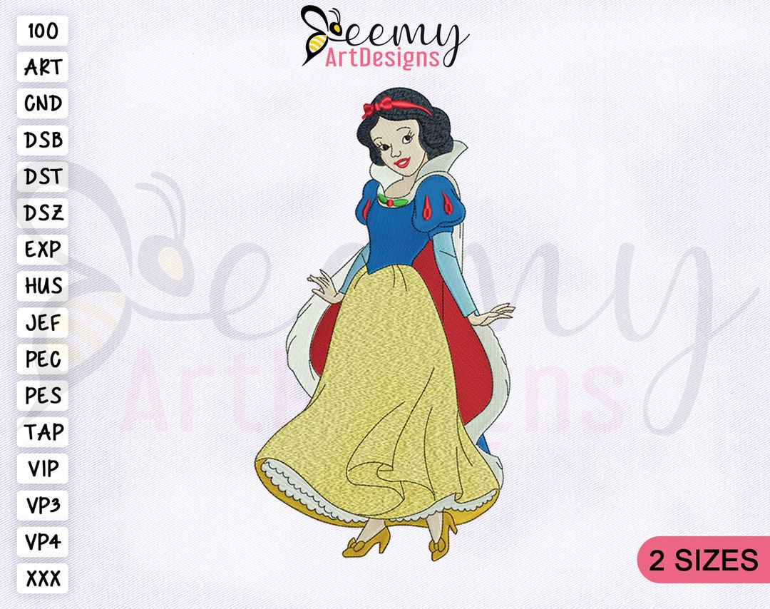 Princess Snow White Machine Embroidery Design, 4x4 & 5x7 Hoop, Princess