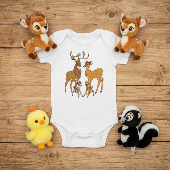 Bambi Family Machine Embroidery Design, 4x4 & 5x7 Hoop, Bambi