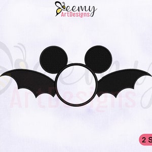 Mickey Halloween Bat Monogram Embroidery Design, 4x4 and 5x7 Hoop, Halloween Embroidery Designs, Mickey Mouse Halloween Embroidery Design