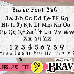 Brave Font SVG utskrivbar klippfil, Dxf, Eps TTF-typsnitt, alfabetstypsnitt, typsnitts-svg, typsnittsfil för Silhouette Cameo eller Cricut