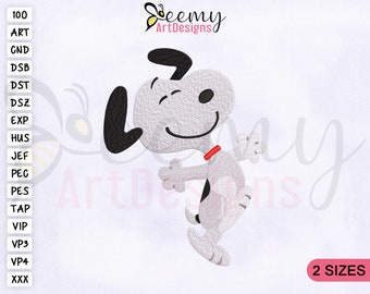 Happy Snoopy Machine Embroidery Design, 4x4 & 5x7 Hoop, Snoopy Embroidery Designs, Snoopy The Peanuts Silhouette Embroidery, Cute Snoopy EMB