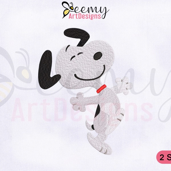 Glücklicher Snoopy Maschinenstickerei, 4x4 & 5x7 Hoop, Snoopy Stickdateien, Snoopy Die Peanuts Silhouette Stickerei, Snoopy EMB