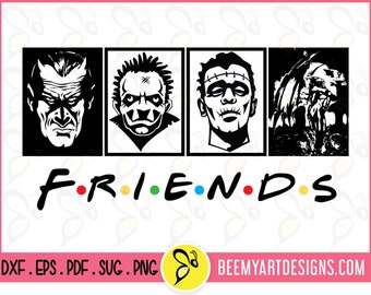 Horror Friends Serial Killers Svg File, Halloween Friends Svg Dxf Cut Files, Horror Friends T-Shirt Design, Friends Silhouette Svg Cut File