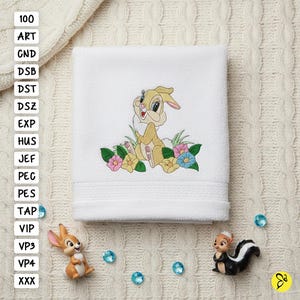 Bambi Miss Bunny Broderidesign, 4x4 & 5x7 Hoop, Bambi Broderidesigner, Miss Bunny Maskinbroderidesign, Kaninbroderidesigner