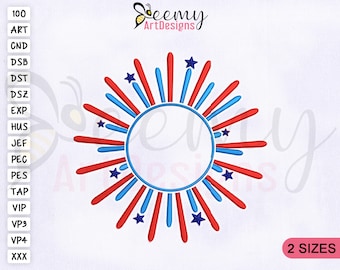 USA Fireworks Machine Embroidery Design | 4x4 And 5x7 Hoop | 4th of July Fireworks Embroidery Design | American Fireworks Embroidery Designs