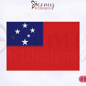 Samoa Flag Machine Embroidery Design | 2.5x2.5 Cap Design | 4x4 Hoop | 5x7 Hoop | Samoa Flag Embroidery Designs | Flags Embroidery Designs