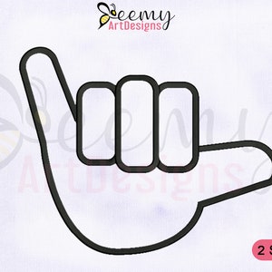 Disegno di ricamo con alfabeto della lingua dei segni Y / Cerchio 4x4 e 5x7 EMB / Disegno di ricamo con alfabeto della lingua dei segni Y / Disegno di ricamo con segno Y