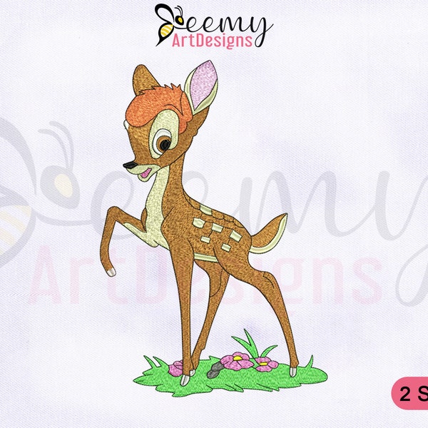 Playful Bambi Machine Embroidery Design, 4x4 and 5x7 Hoop, Bambi Embroidery Design, Deer Embroidery Designs, Prince Bambi Embroidery Designs