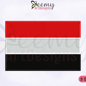 Yemen Flag Machine Embroidery Design | 2.5x2.5 Hat Design | 4x4 Hoop | 5x7 Hoop | Yemen Flag Embroidery Designs | Flags Embroidery Designs